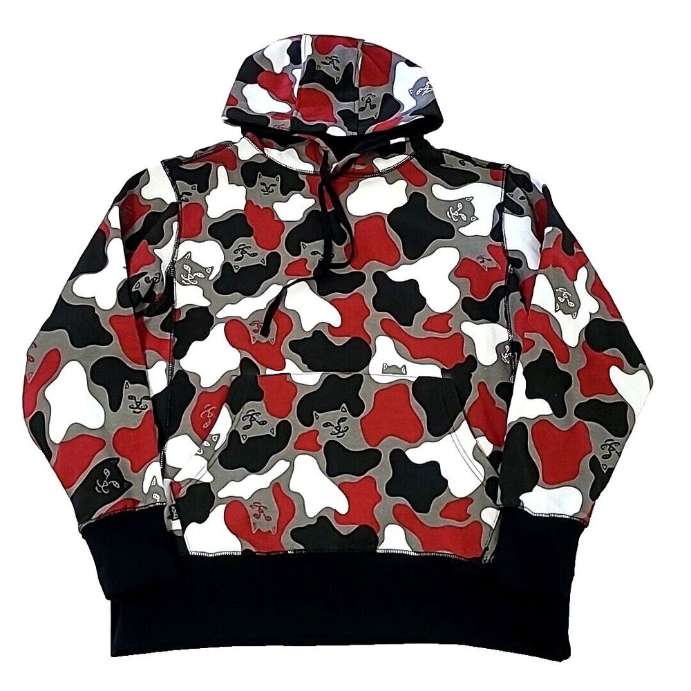 XS Ripndip red Lord Nermal Cat Camo Hoodie Pull Over‎ Camouflage NEW Extra Small